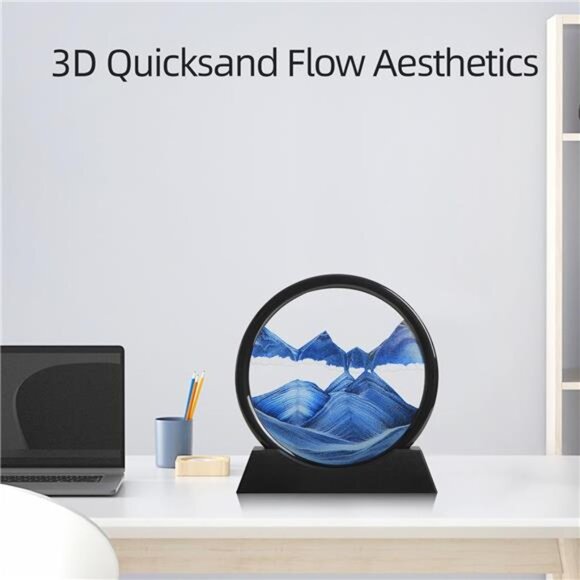 Moving Sand Art 3D Liquid Motion Quicksand Desktop Relaxing Home Office Decor - Picture 5 of 8